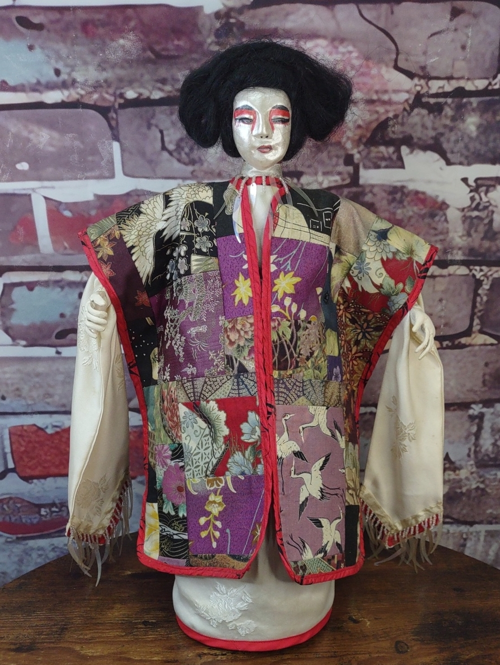 Artisan Crafted Mixed Media Fabric Art Figure